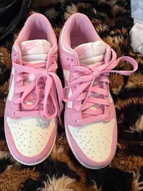 Nike Pink and White Low-Top Sneakers